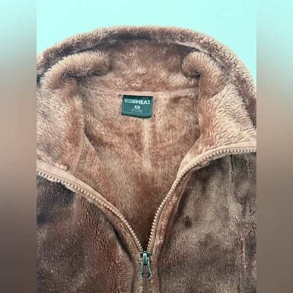 32 Degrees Heat Womens Jacket Plush Velvet Full Zip Brown Black Comfy - Picture 7 of 14